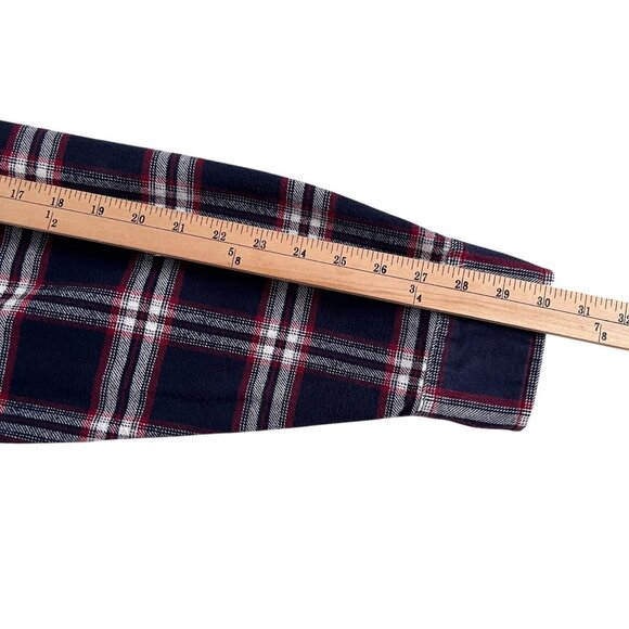 Jachs Flannel Button Up Shirt Size L Pockets Casual Heavy Plaid Blue Red Outdoor - Picture 10 of 11